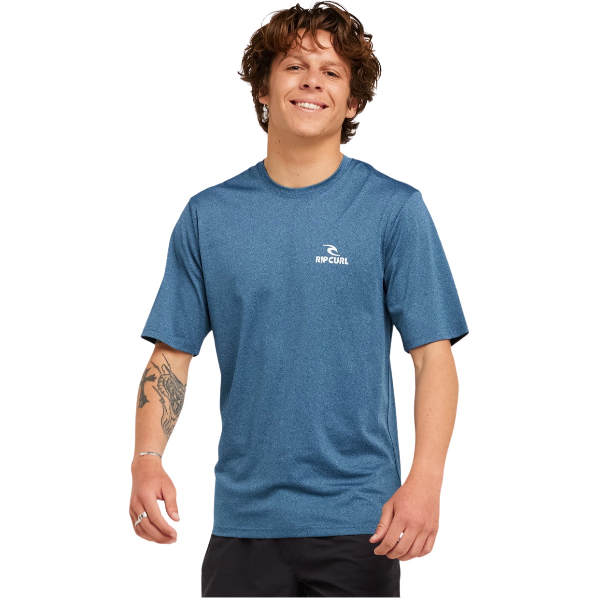 2026 Rip Curl Mens Stack UPF Short Sleeve Rash Vest 167MRV - Navy Marle